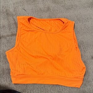 SHEIN Neon Orange Ribbed Crop Tank